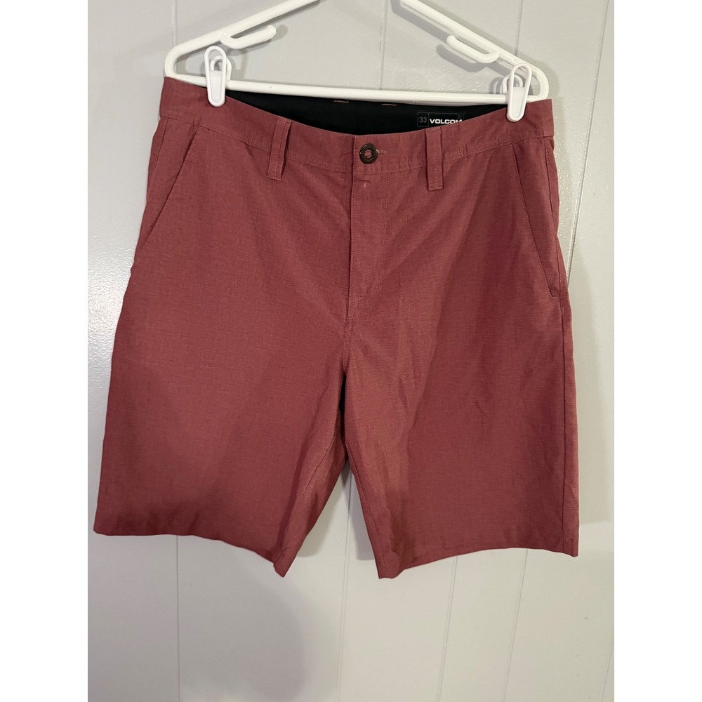 Volcom Hybrid Shorts Mens 33 Red Frickin SNT Static Chino Boardshorts